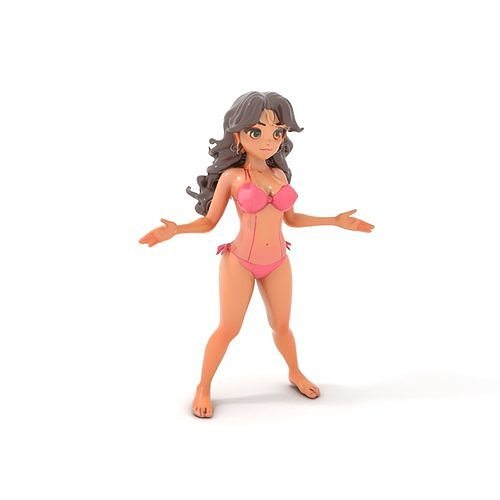 Beachwear Girl Fantasy Character Rigged and Animated Low-poly 3D model