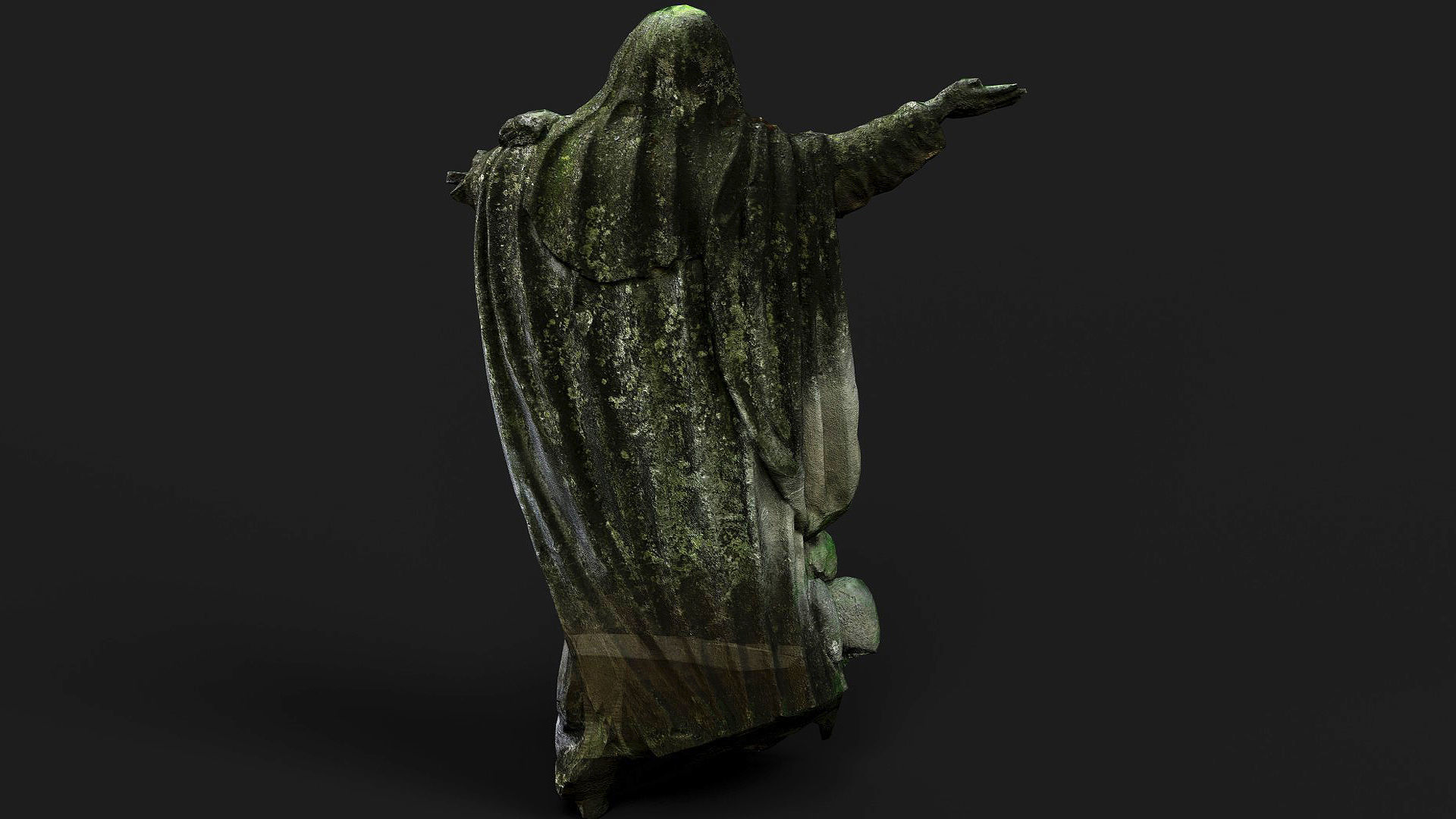 damaged mossy statue stone ruins PBR photogrammetry Low-poly 3D model_3