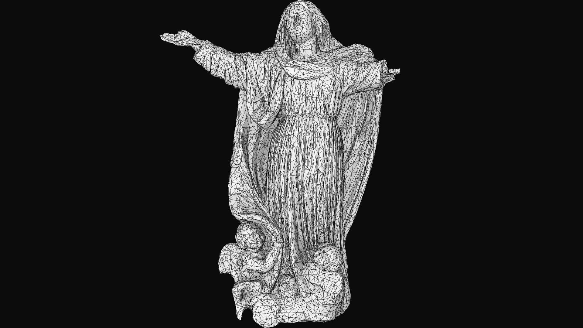 damaged mossy statue stone ruins PBR photogrammetry Low-poly 3D model_7