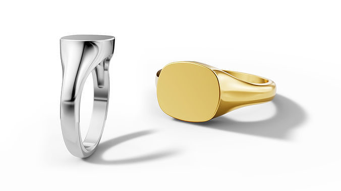 Pinky Signet Ring Cushion Engravable Ring  3D print model