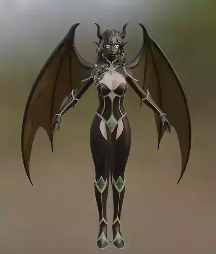 Dark Demoness Fantasy Female 3D Character HighLow Poly Low-poly 3D model