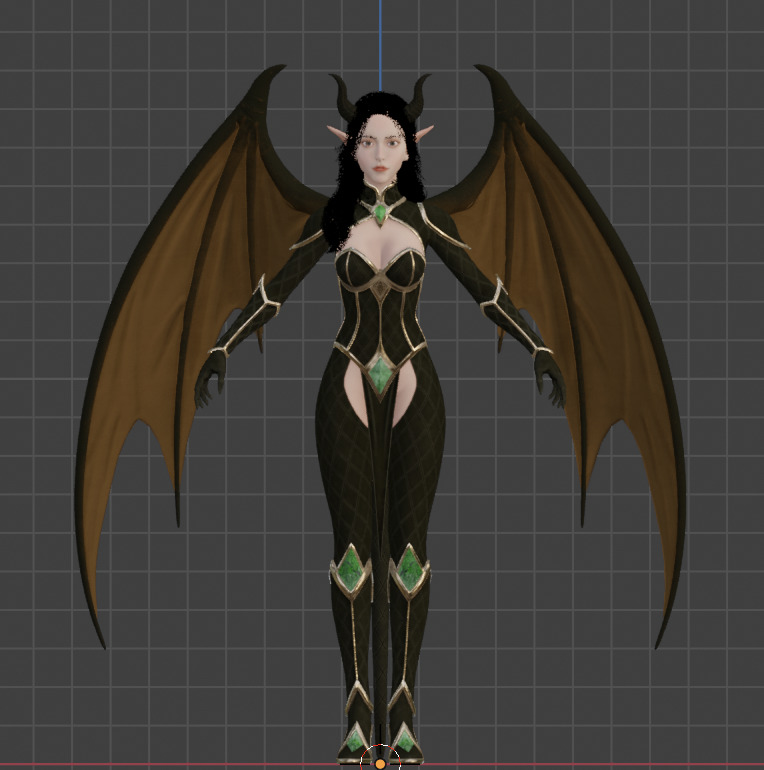Dark Demoness Fantasy Female 3D Character HighLow Poly Low-poly 3D model_2