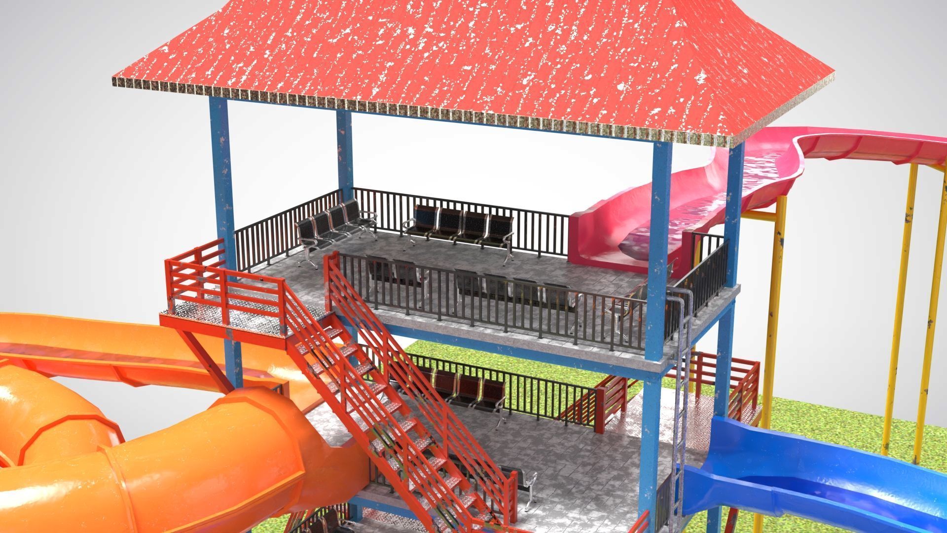 Water Slides 2 Low-poly 3D model_3