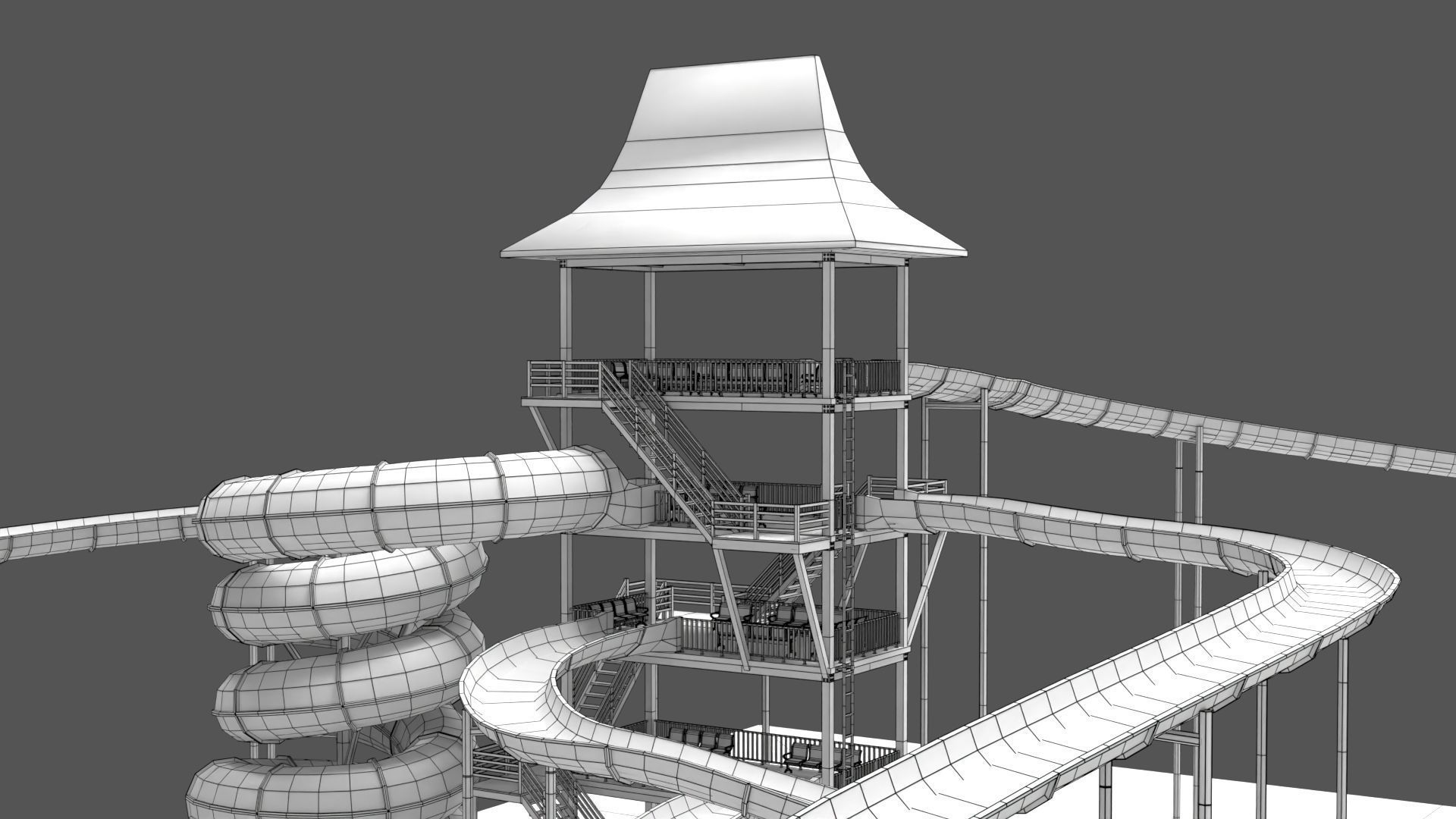 Water Slides 2 Low-poly 3D model_7