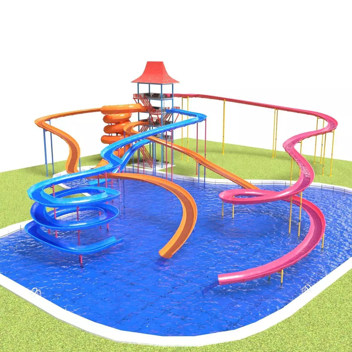 Water Slides 2 Low-poly 3D model_0