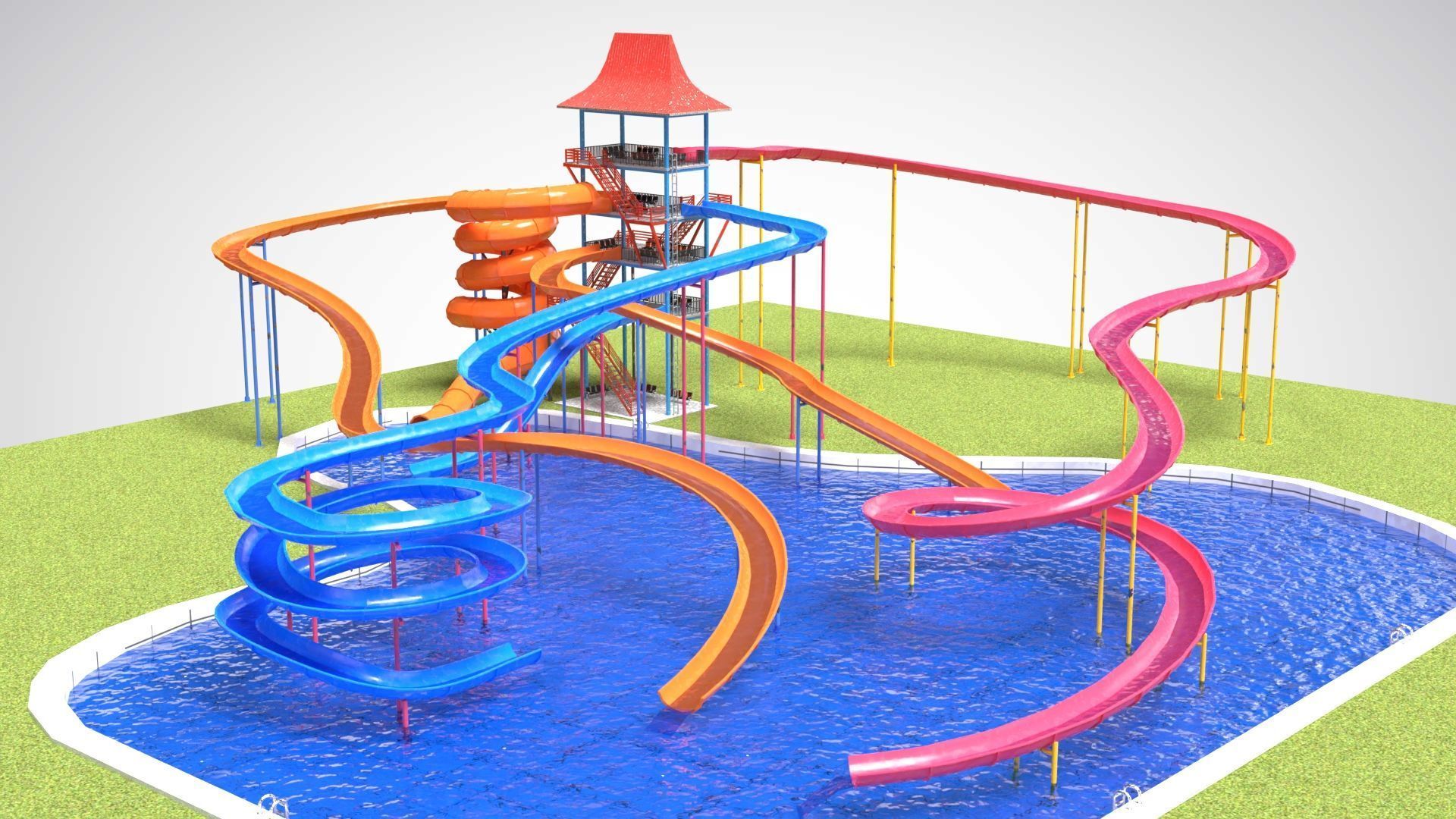 Water Slides 2 Low-poly 3D model_1