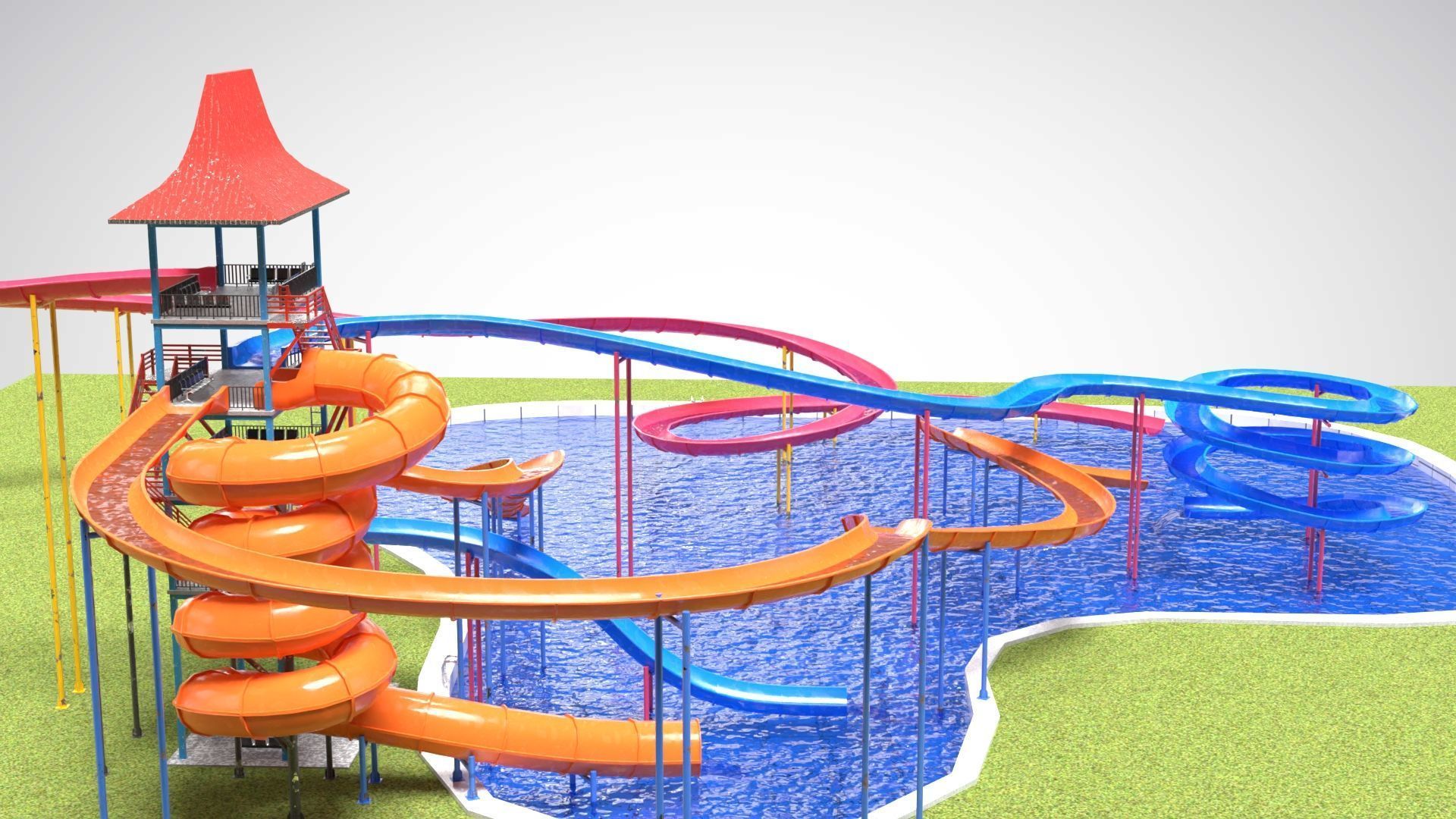 Water Slides 2 Low-poly 3D model_2