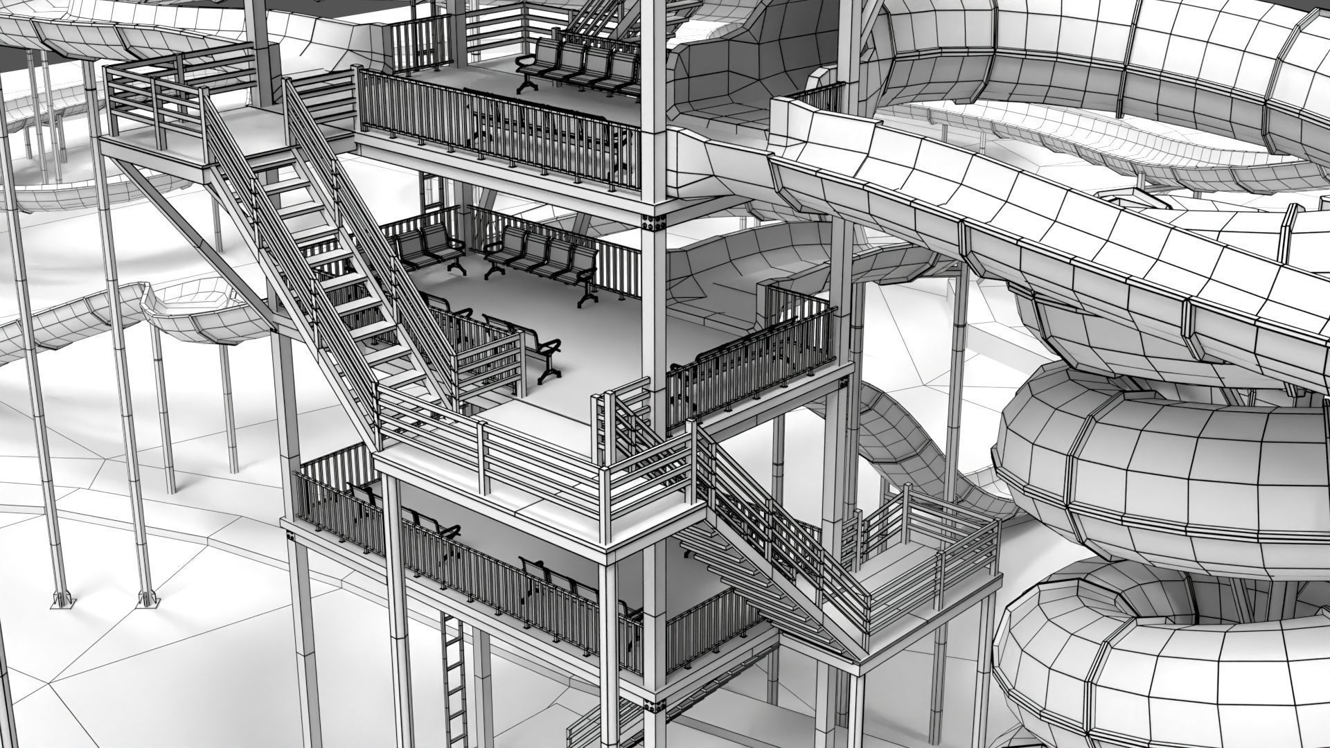 Water Slides 2 Low-poly 3D model_8