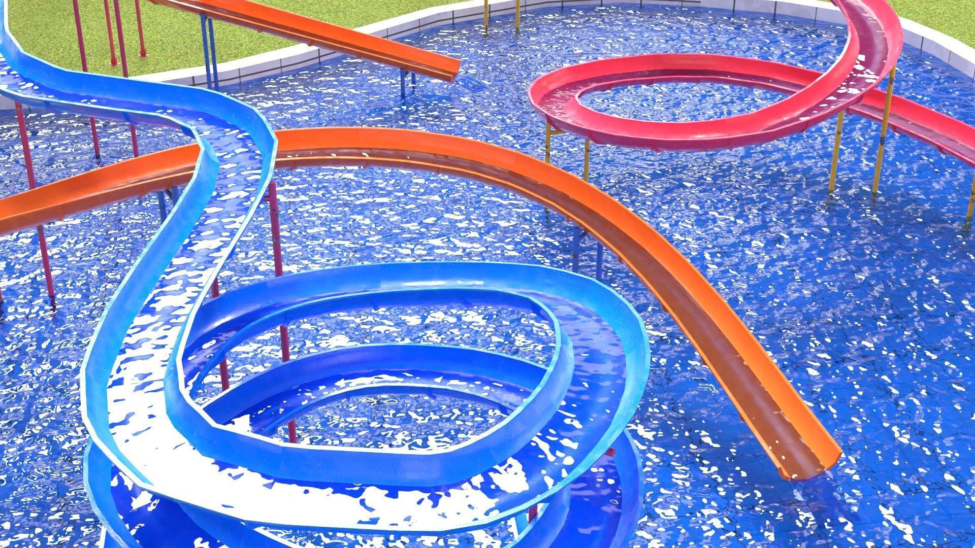 Water Slides 2 Low-poly 3D model_4