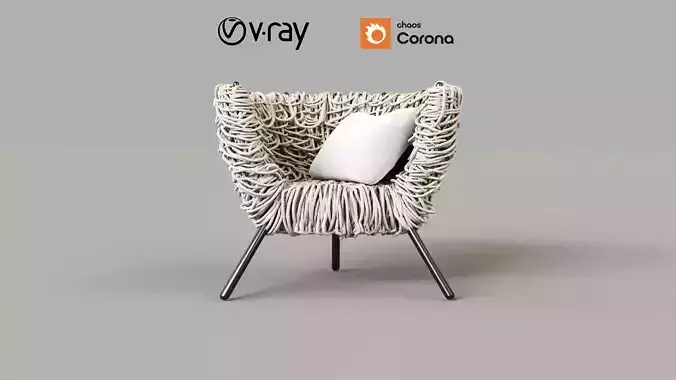 Modern High Quality Woven Rope Lounge Chair 3D Model 3D model