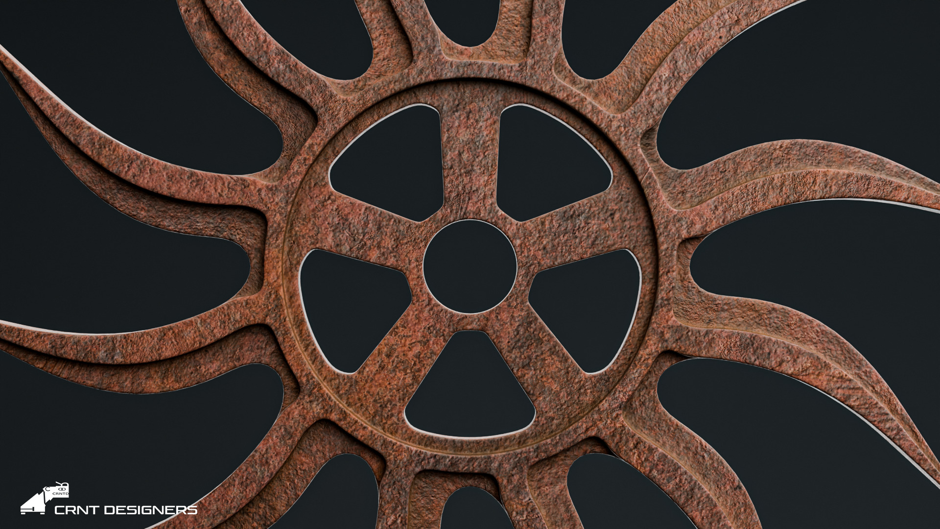 Antique Rusty Wheel 3D model_3