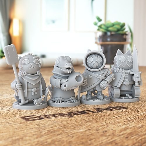 Root Boardgame The Riverfolk Expansion and Two Machanical Cat 3D print model
