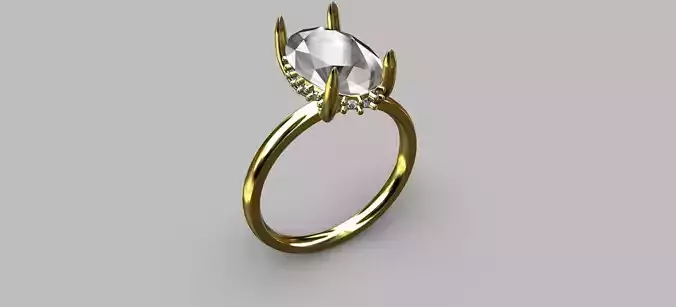 Solitaire Ring Gemstone 10 95x6 092x4 11mm 3D print model