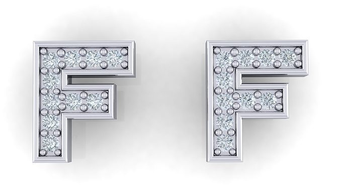 Alphabet Earrings letter F 3D print model