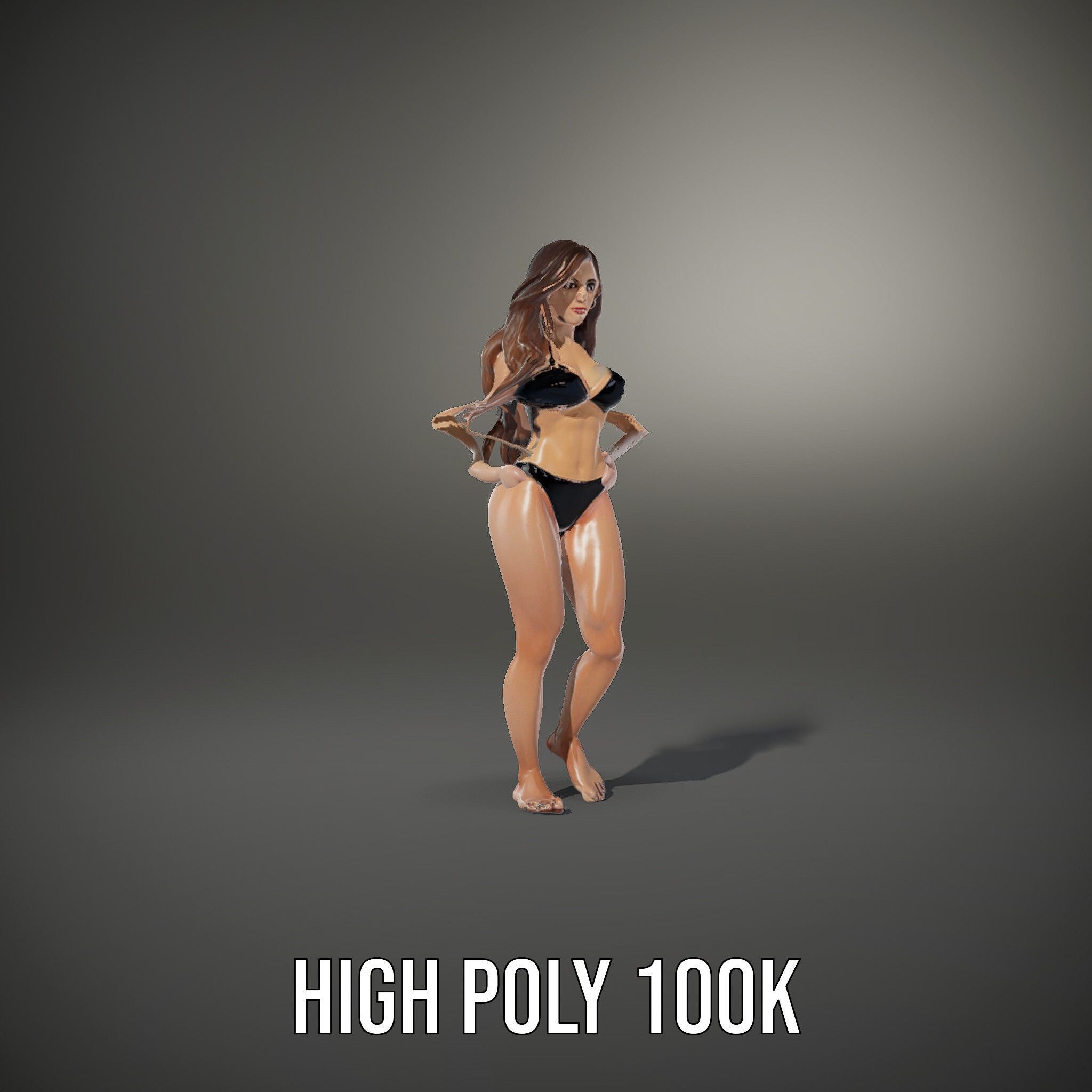 D Fashion Model Rigged and Animated Character with Bikini Outfit Low-poly 3D model_9