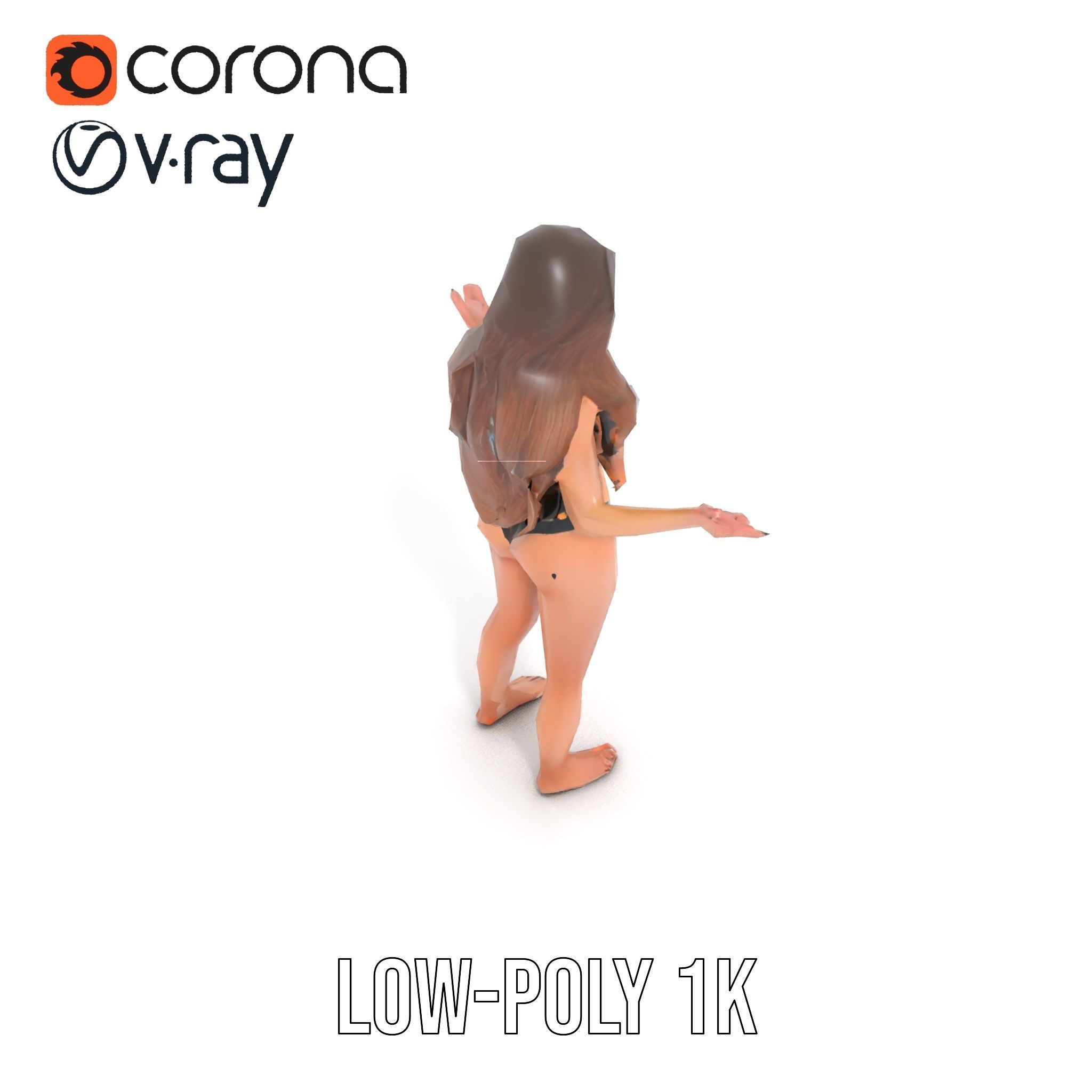 D Fashion Model Rigged and Animated Character with Bikini Outfit Low-poly 3D model_8