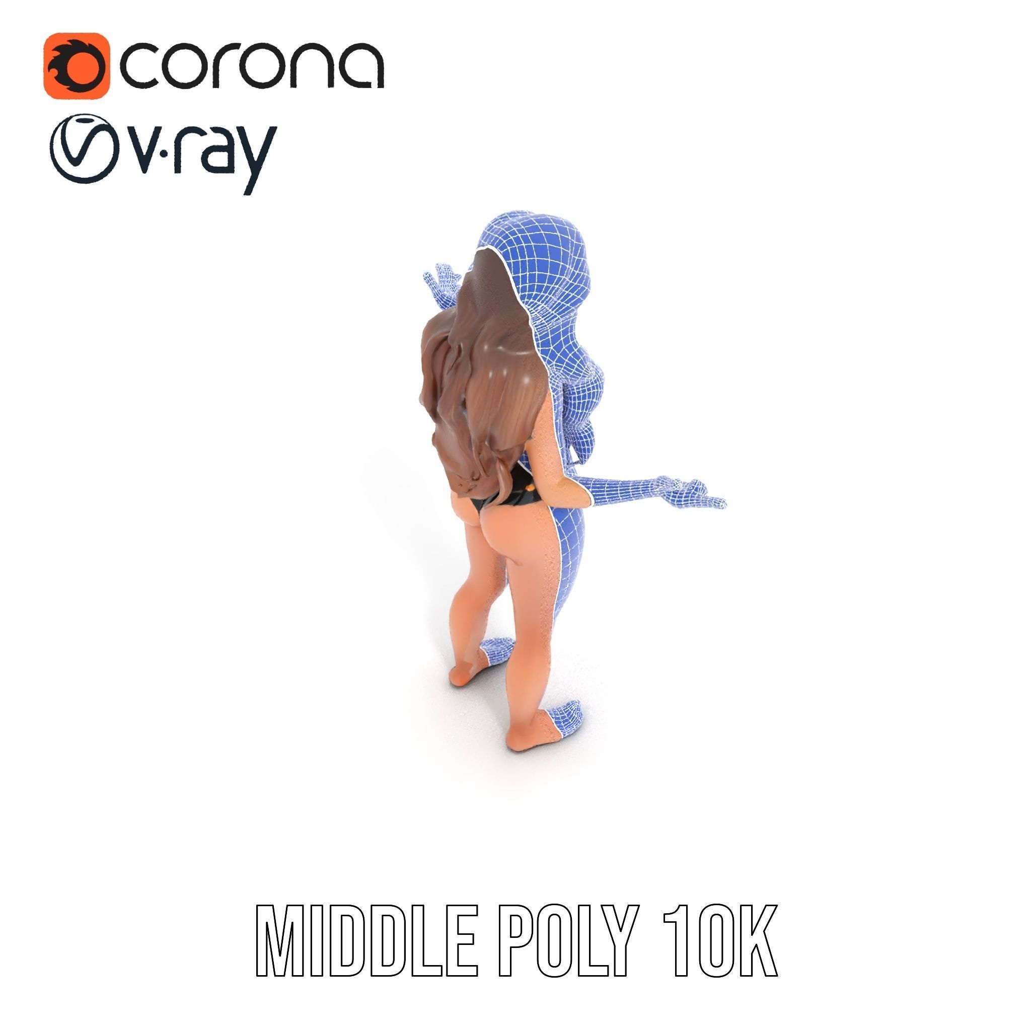 D Fashion Model Rigged and Animated Character with Bikini Outfit Low-poly 3D model_15