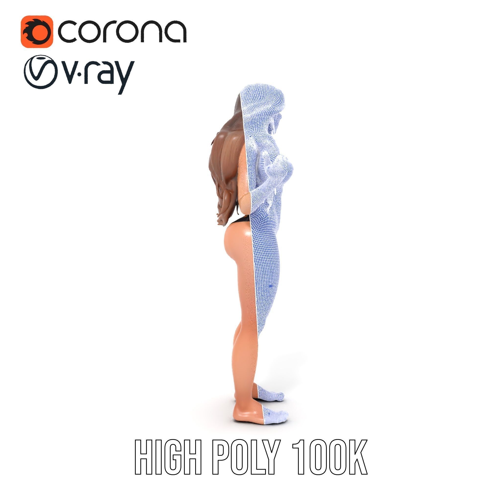 D Fashion Model Rigged and Animated Character with Bikini Outfit Low-poly 3D model_33