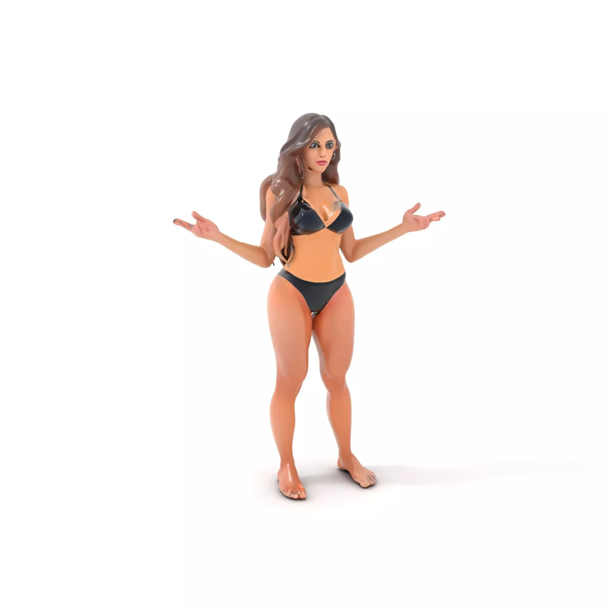 D Fashion Model Rigged and Animated Character with Bikini Outfit Low-poly 3D model_0