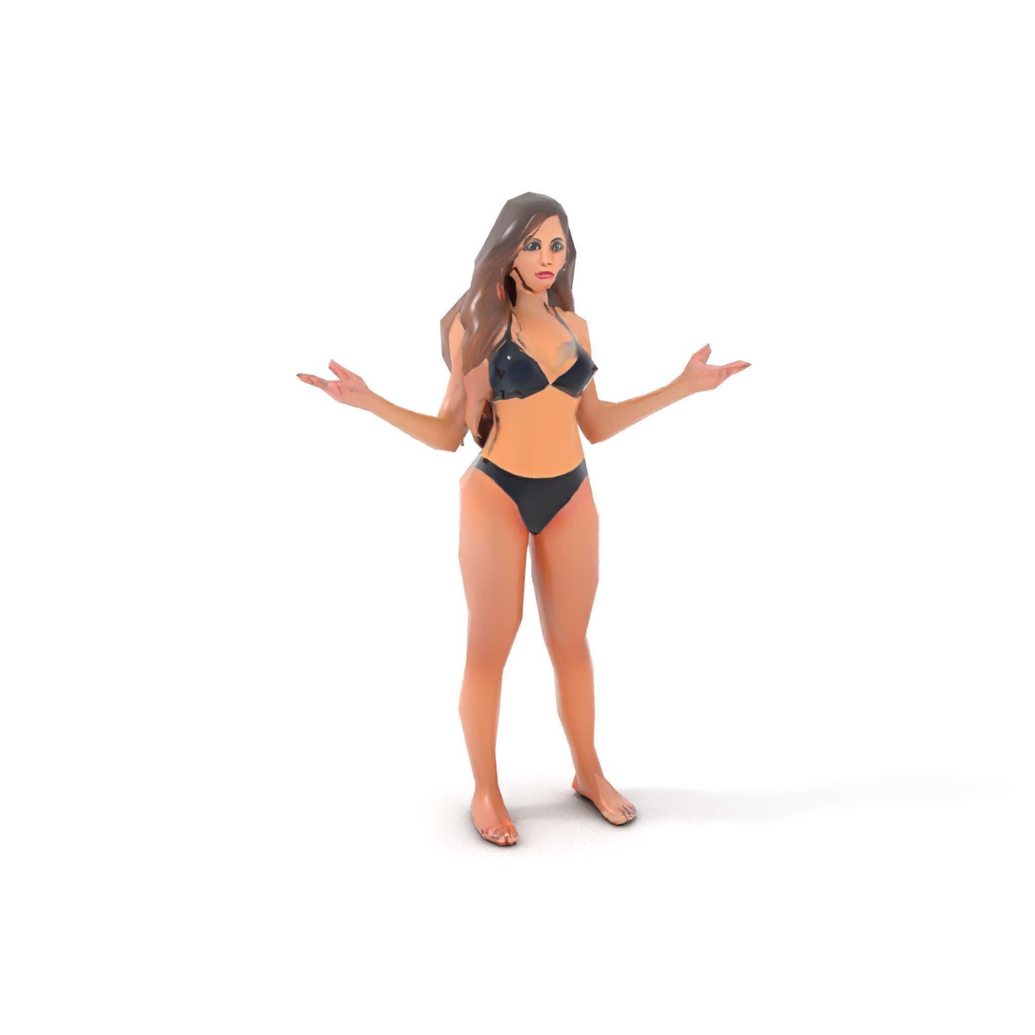 D Fashion Model Rigged and Animated Character with Bikini Outfit Low-poly 3D model_7