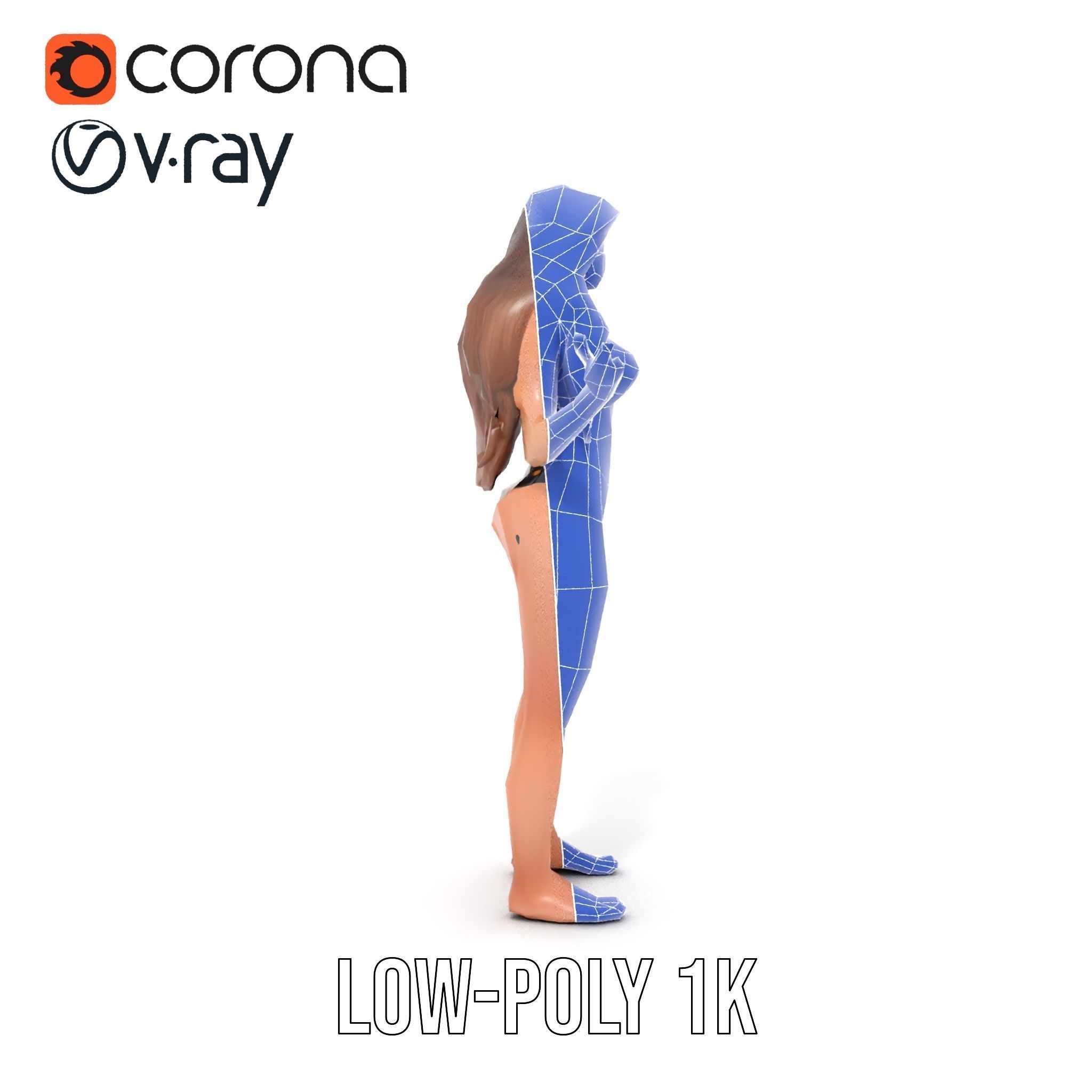 D Fashion Model Rigged and Animated Character with Bikini Outfit Low-poly 3D model_28