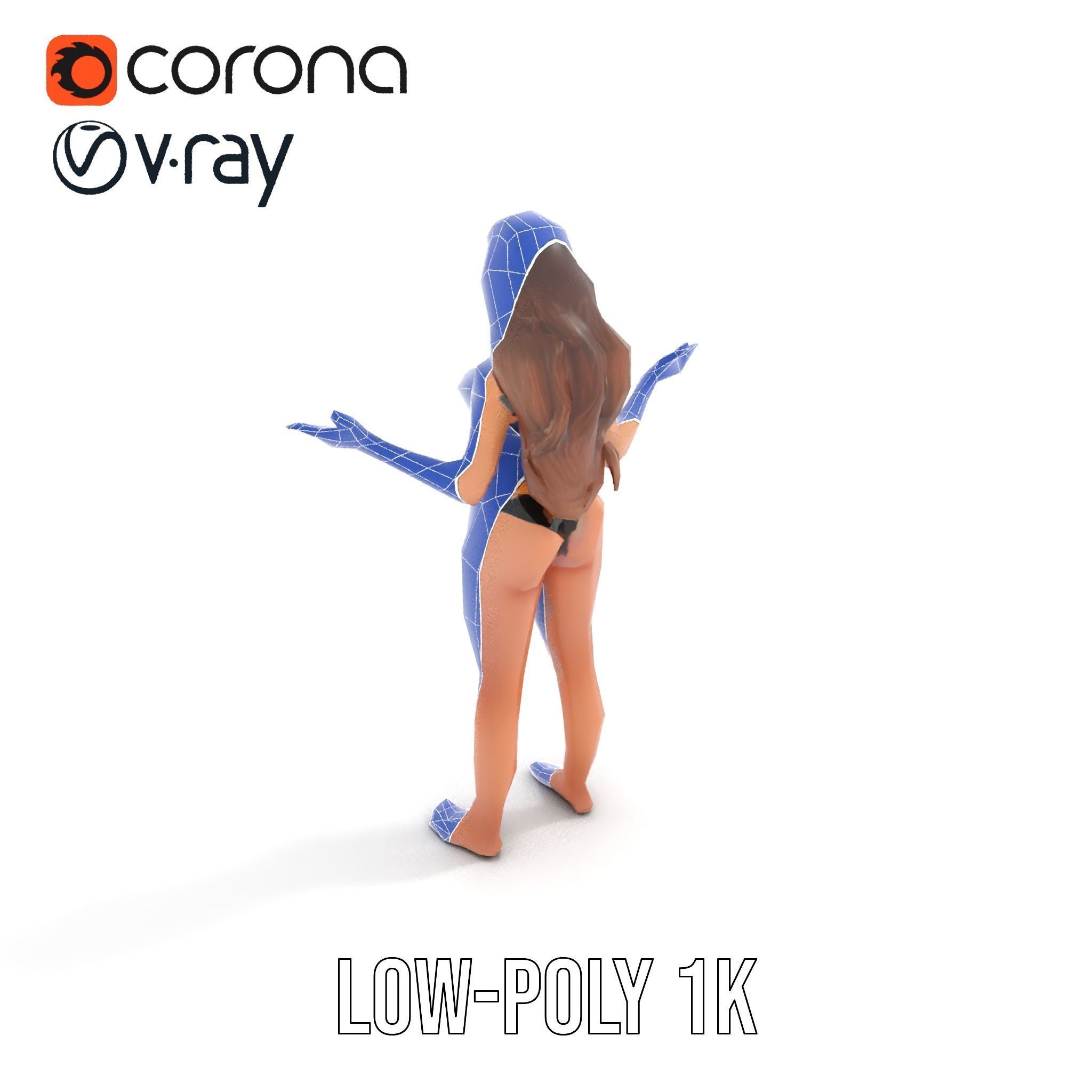 D Fashion Model Rigged and Animated Character with Bikini Outfit Low-poly 3D model_25