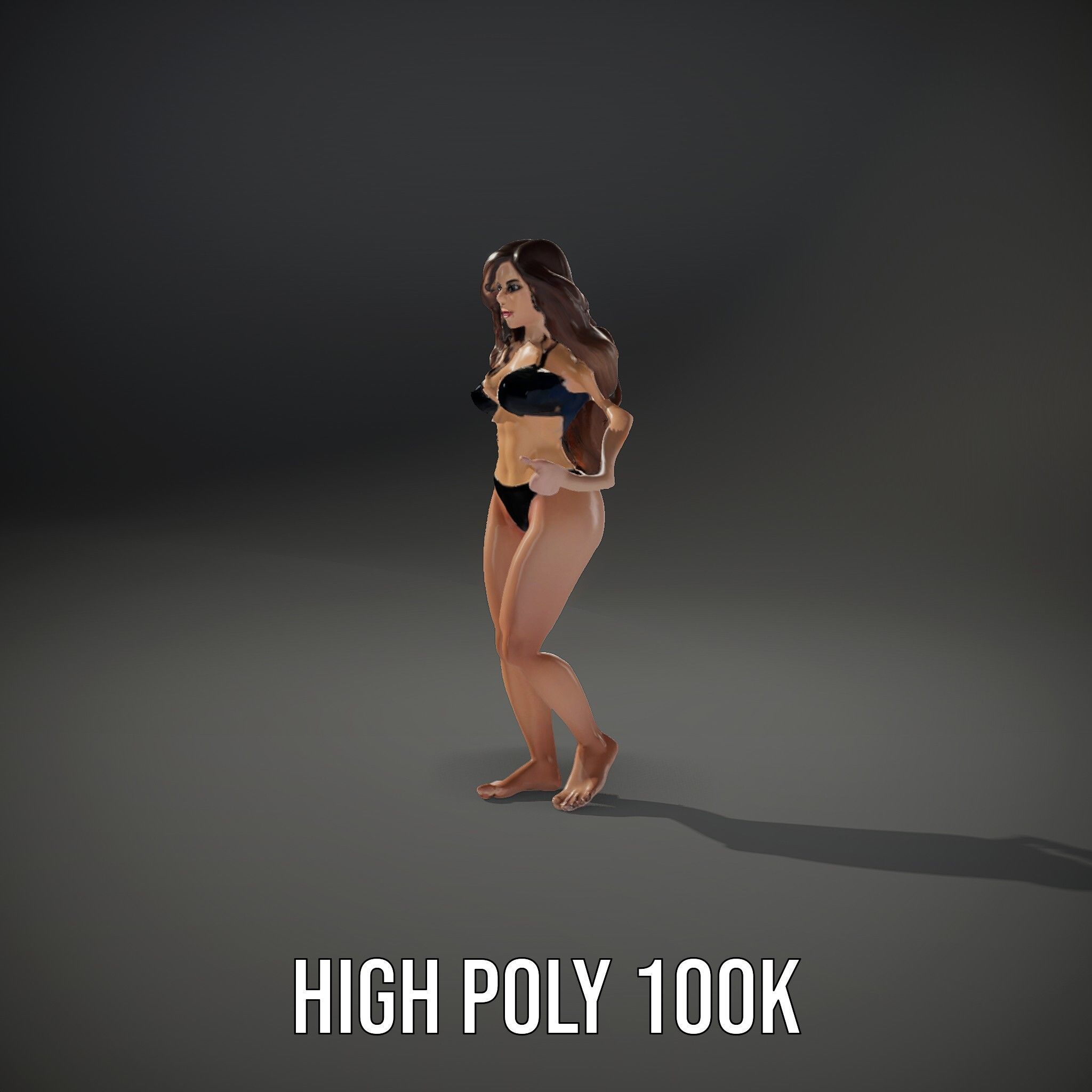 D Fashion Model Rigged and Animated Character with Bikini Outfit Low-poly 3D model_12