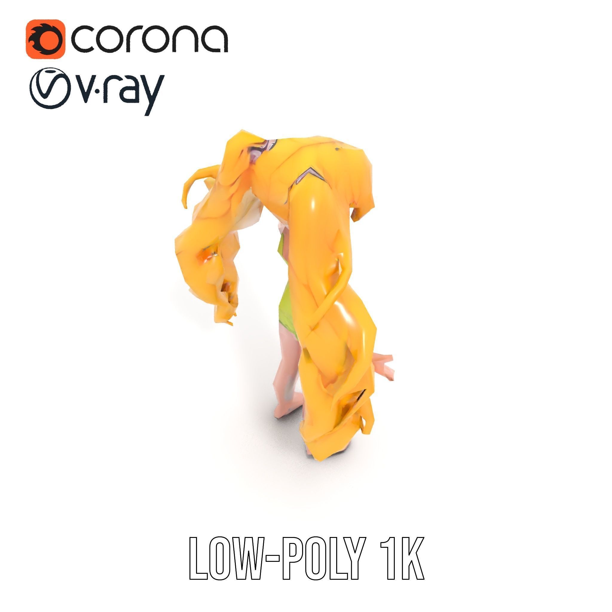 Animated Blonde Girl Character Model in Summer Outfit Rigged... Low-poly 3D model_23