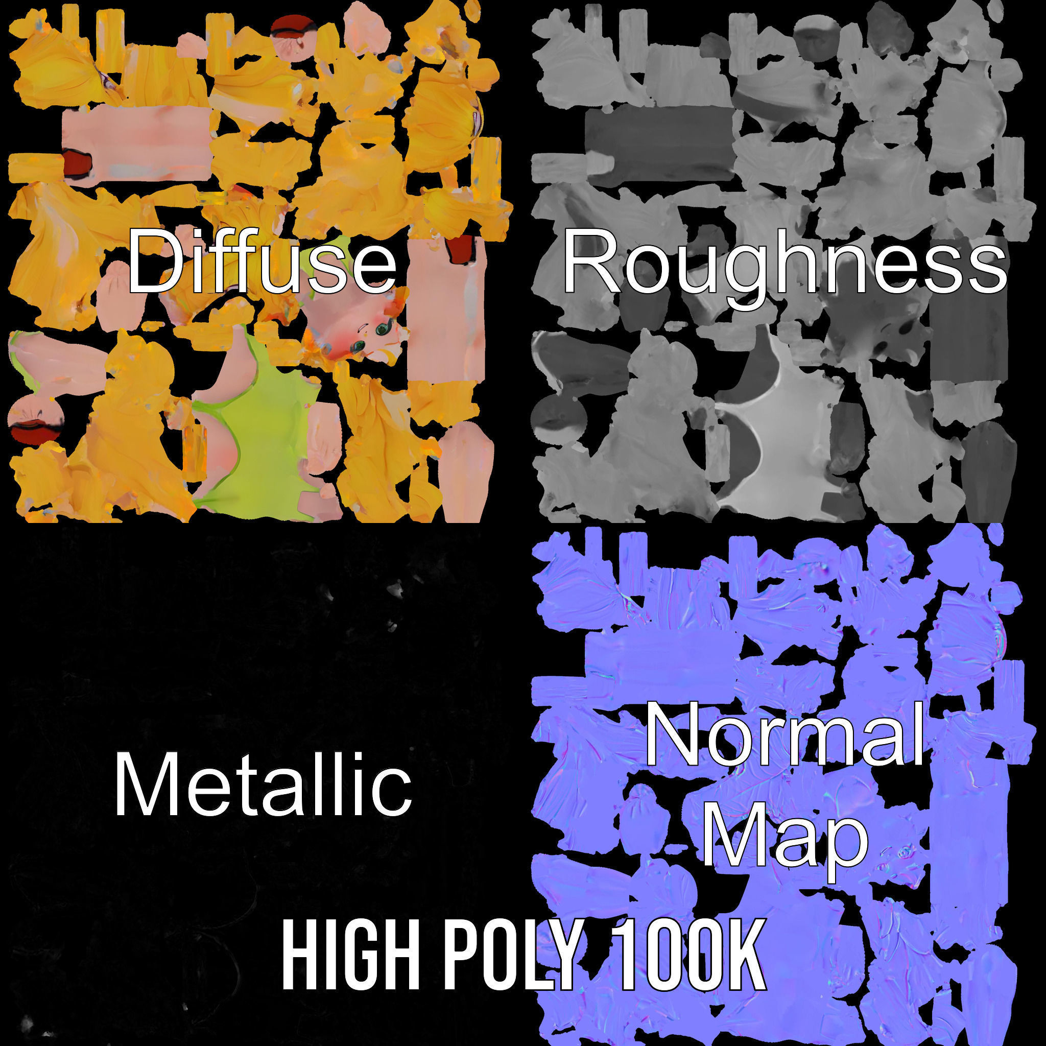 Animated Blonde Girl Character Model in Summer Outfit Rigged... Low-poly 3D model_3