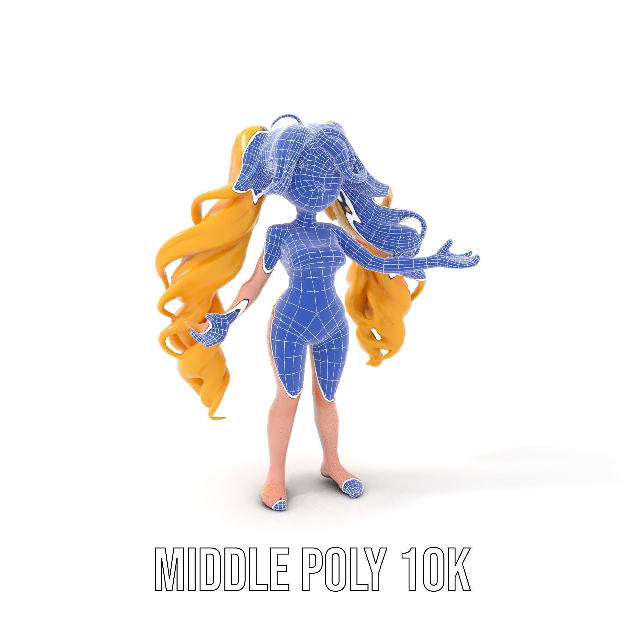 Animated Blonde Girl Character Model in Summer Outfit Rigged... Low-poly 3D model_25