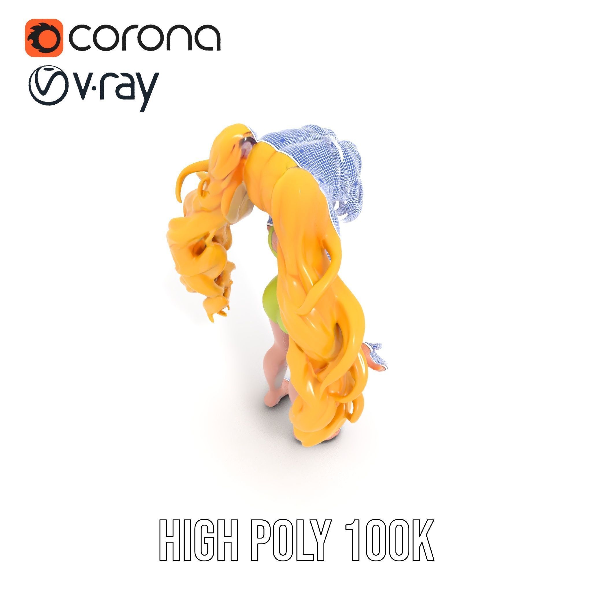 Animated Blonde Girl Character Model in Summer Outfit Rigged... Low-poly 3D model_33