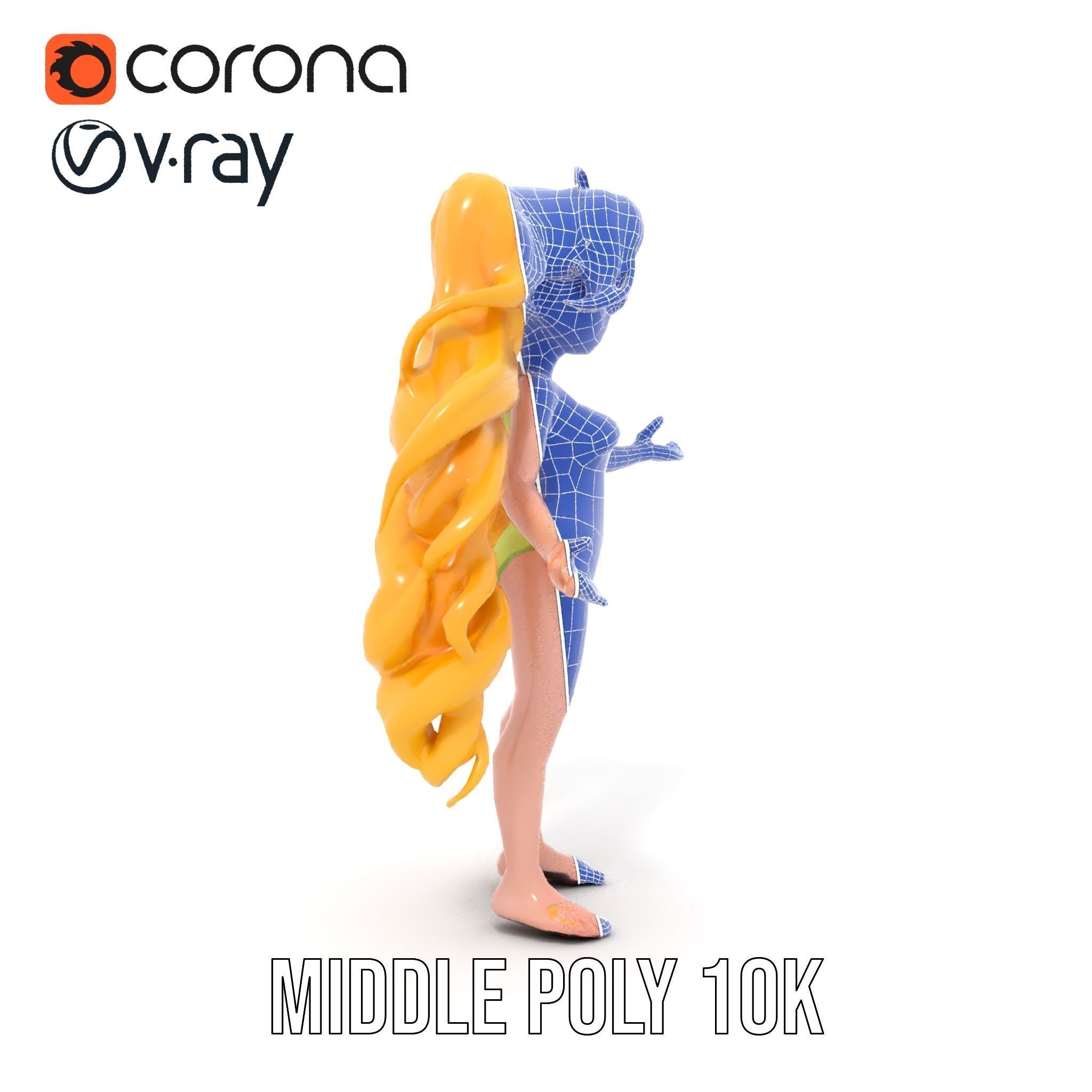 Animated Blonde Girl Character Model in Summer Outfit Rigged... Low-poly 3D model_32