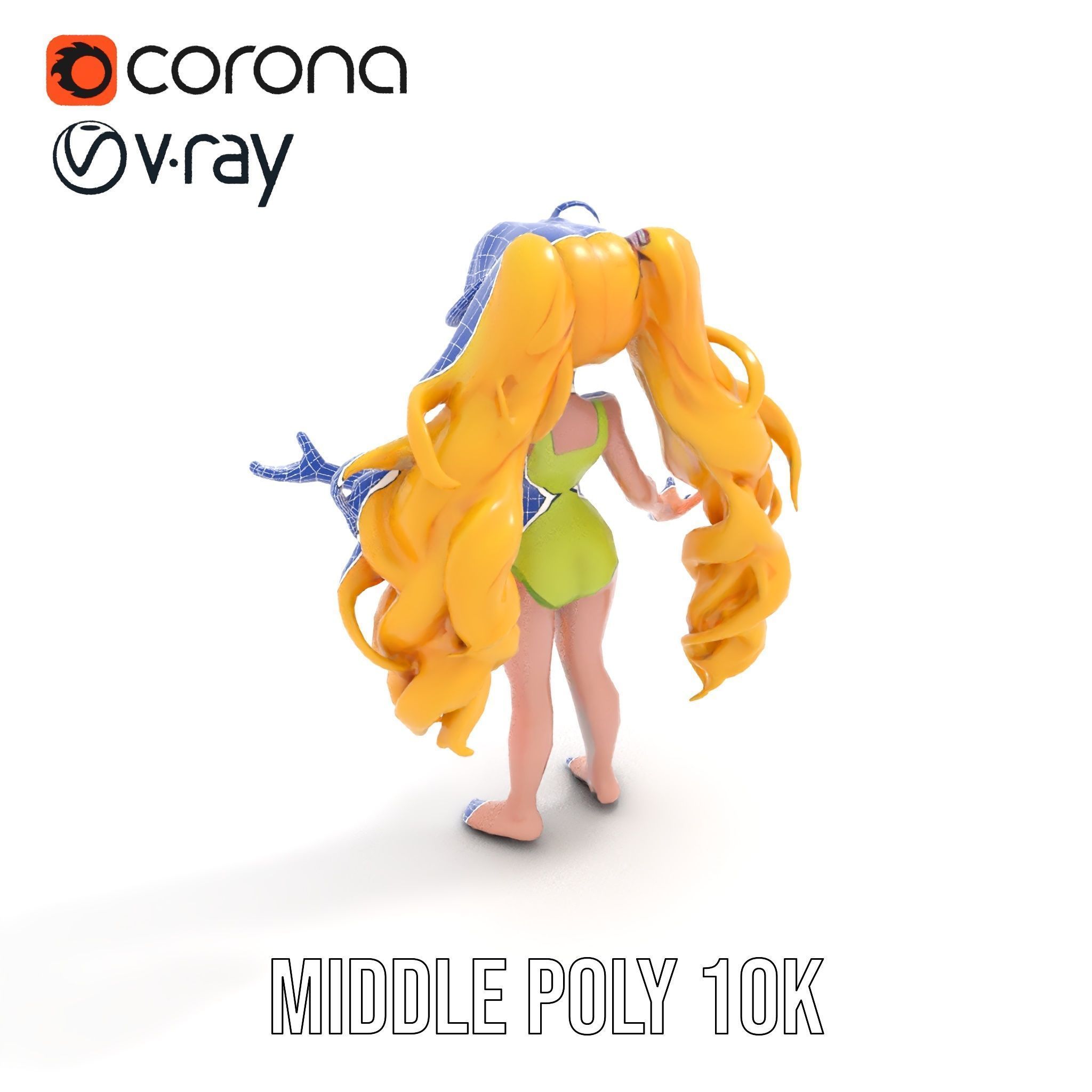 Animated Blonde Girl Character Model in Summer Outfit Rigged... Low-poly 3D model_27