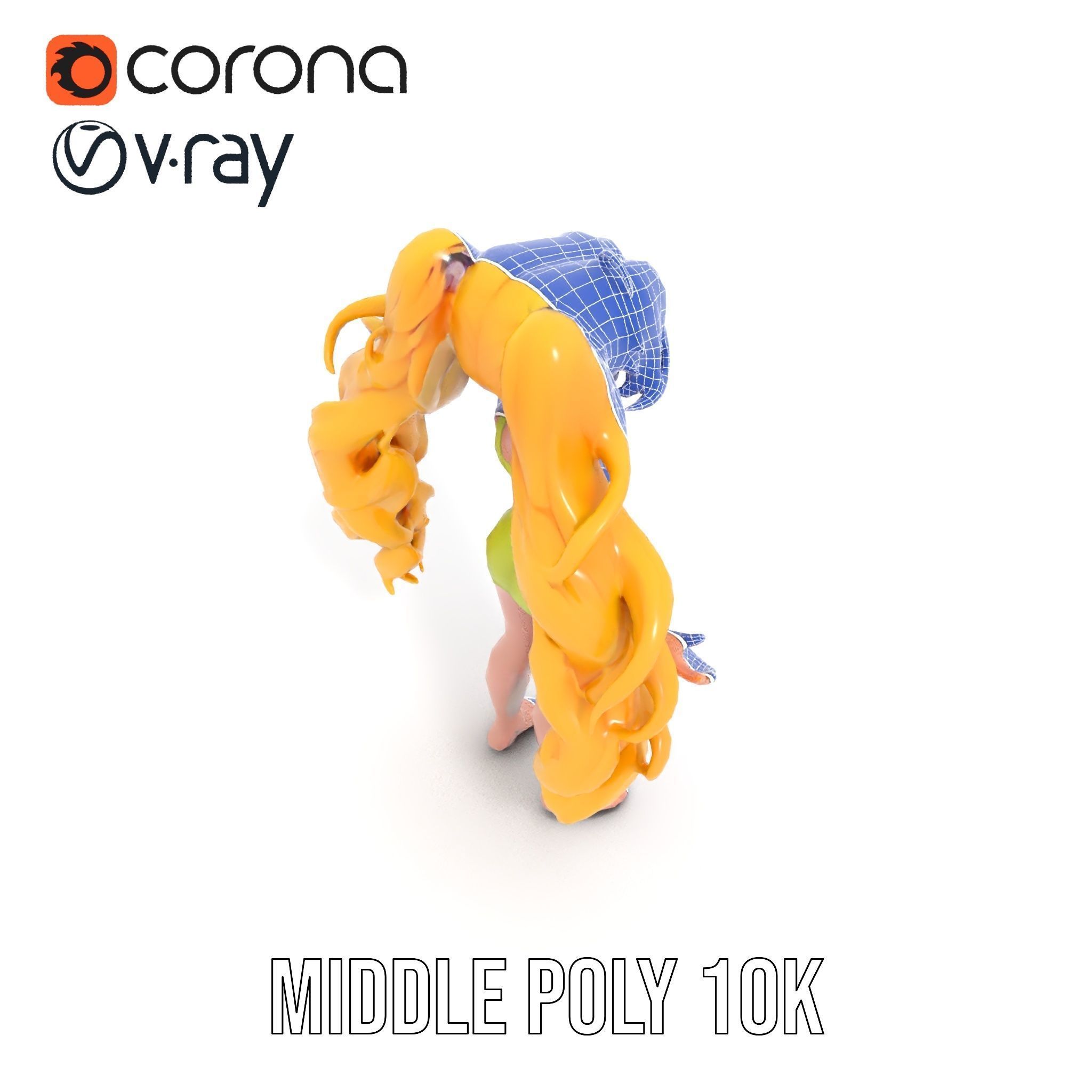 Animated Blonde Girl Character Model in Summer Outfit Rigged... Low-poly 3D model_34