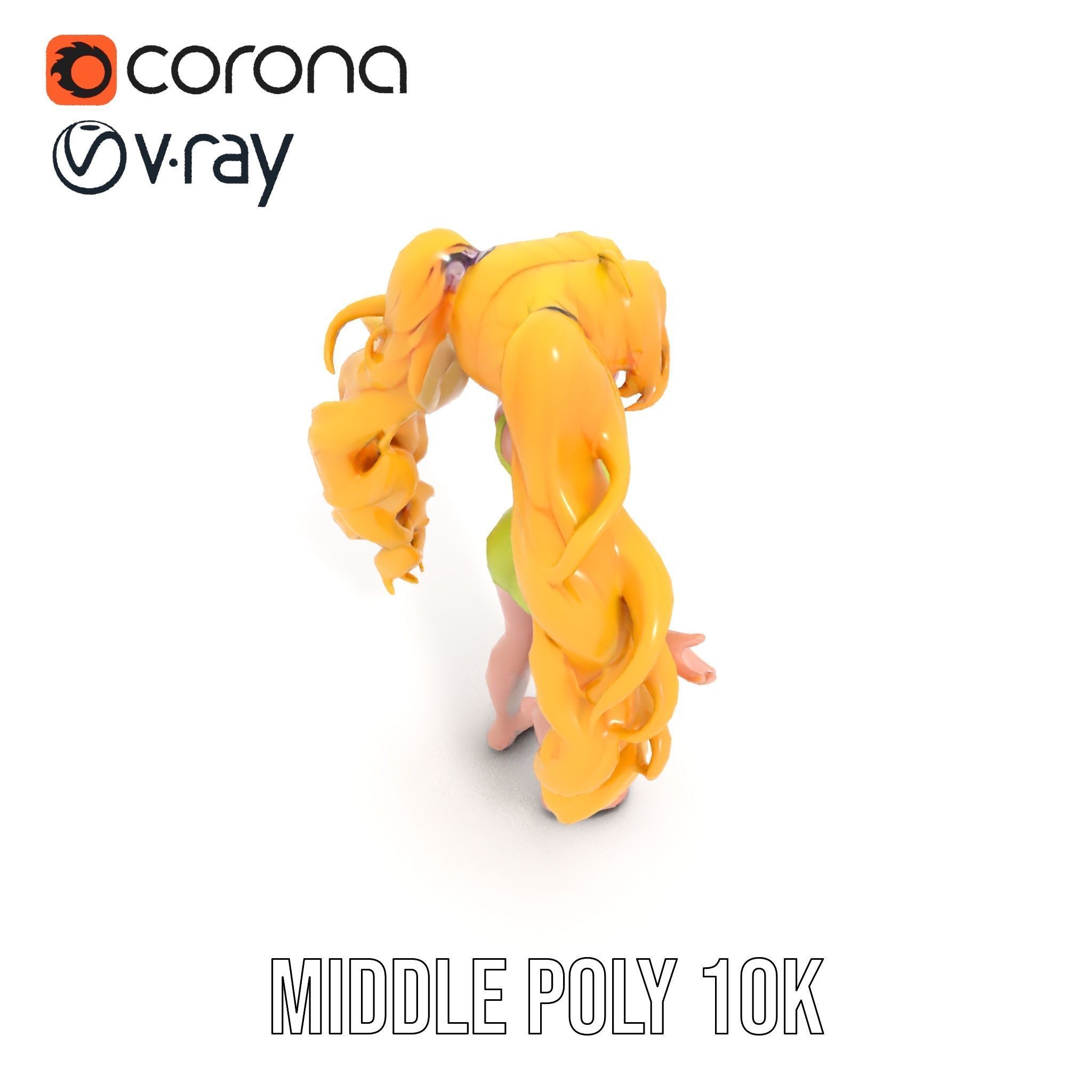 Animated Blonde Girl Character Model in Summer Outfit Rigged... Low-poly 3D model_22