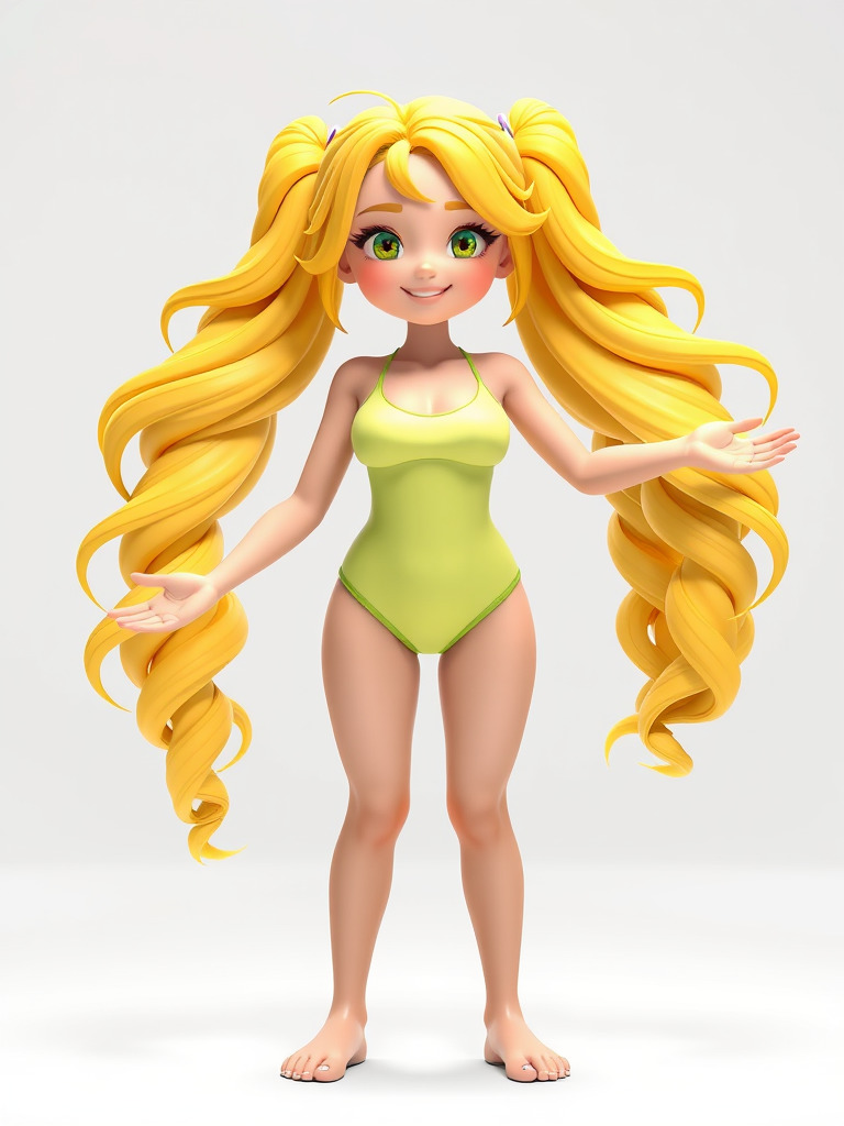 Animated Blonde Girl Character Model in Summer Outfit Rigged... Low-poly 3D model_2