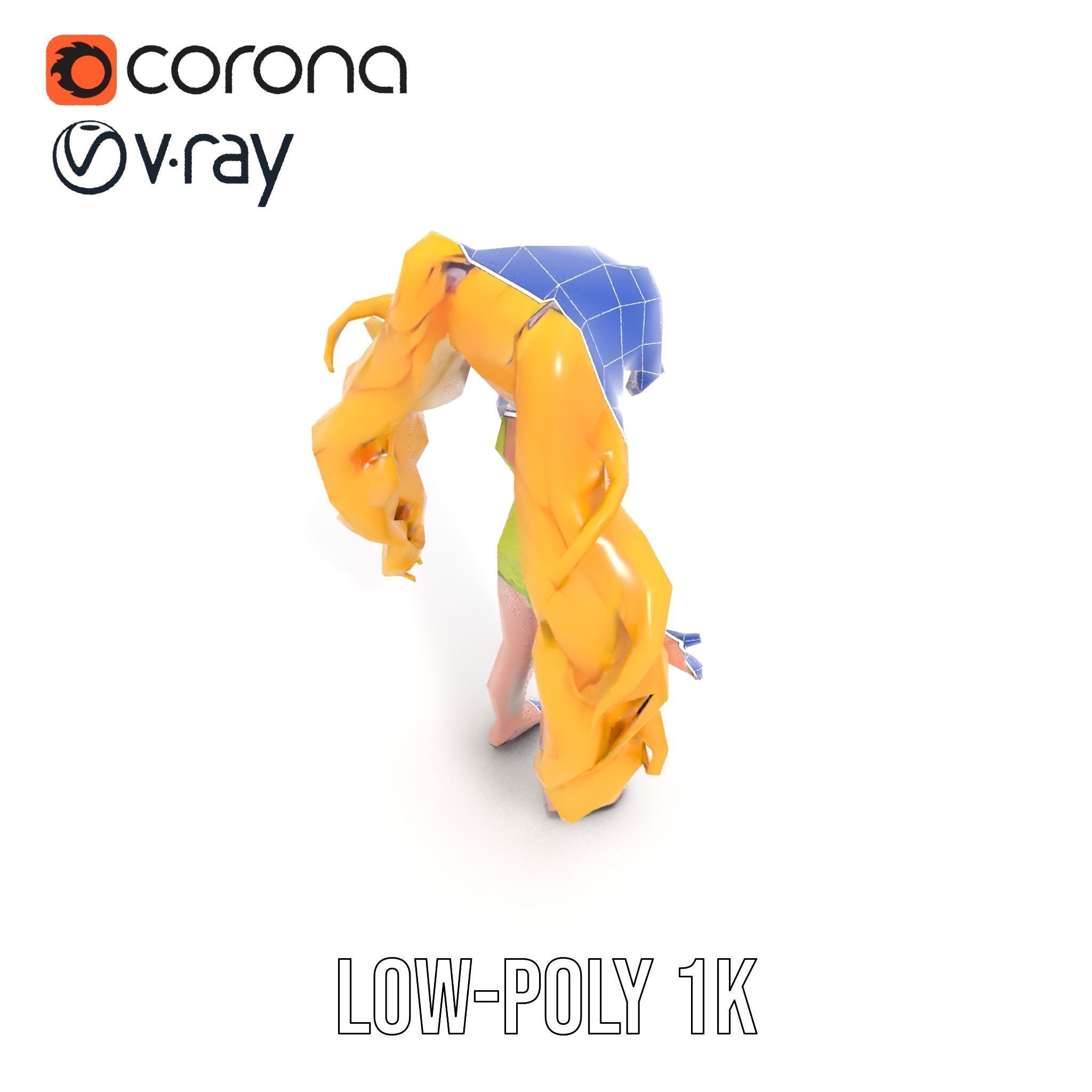 Animated Blonde Girl Character Model in Summer Outfit Rigged... Low-poly 3D model_28