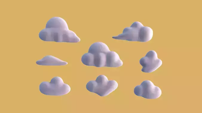 Low Poly Clouds 01 3D model