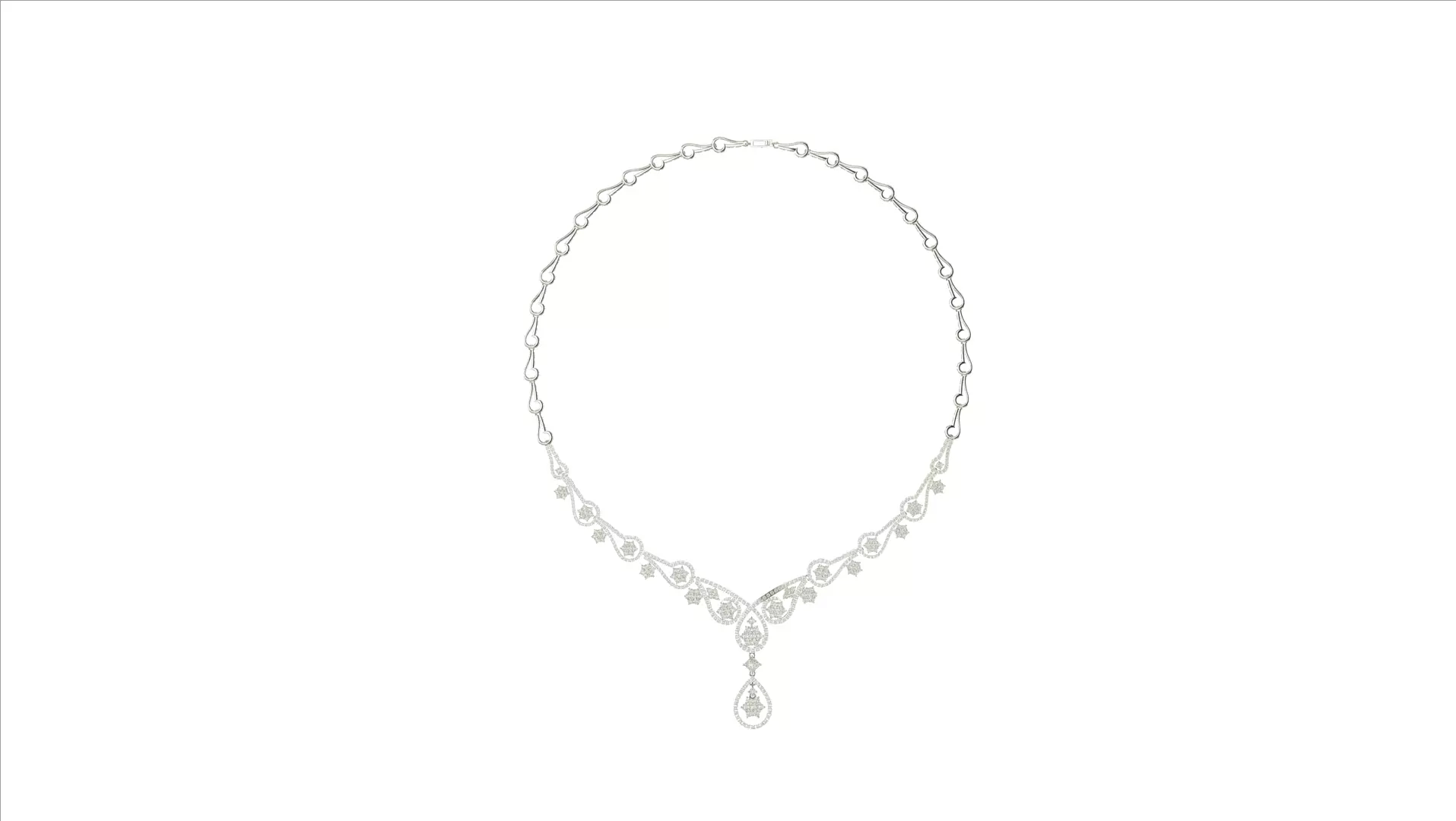 Evening Necklace with Draping Snowflake Pattern 3D print model
