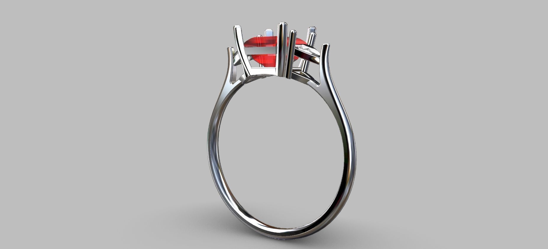 6mm Square Gemstone Ring 3D print model_3