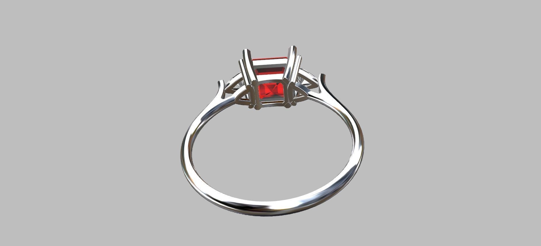 6mm Square Gemstone Ring 3D print model_2
