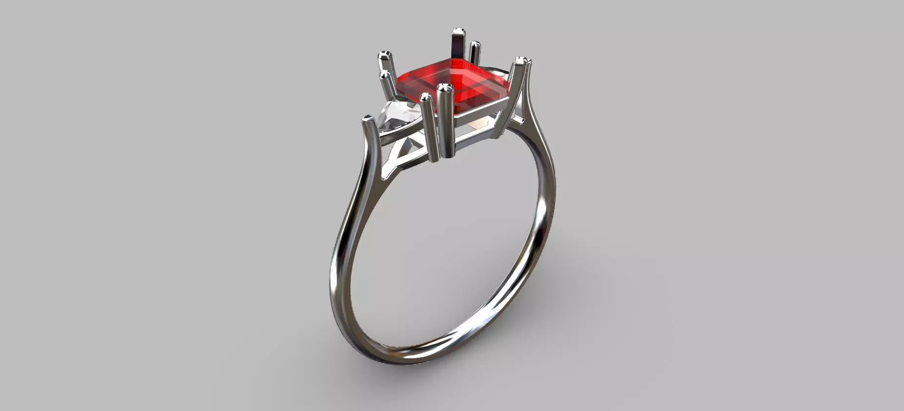 6mm Square Gemstone Ring 3D print model_0