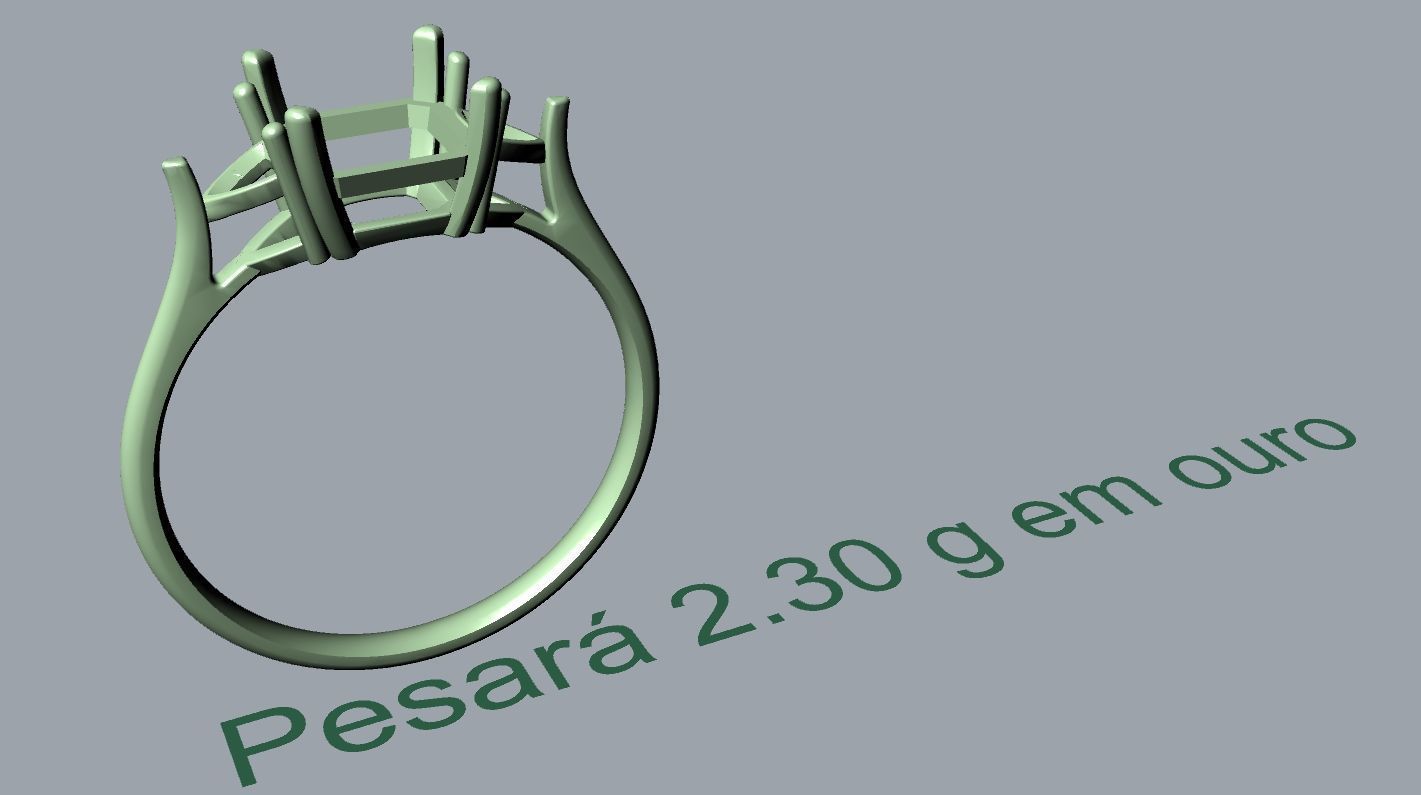 6mm Square Gemstone Ring 3D print model_14
