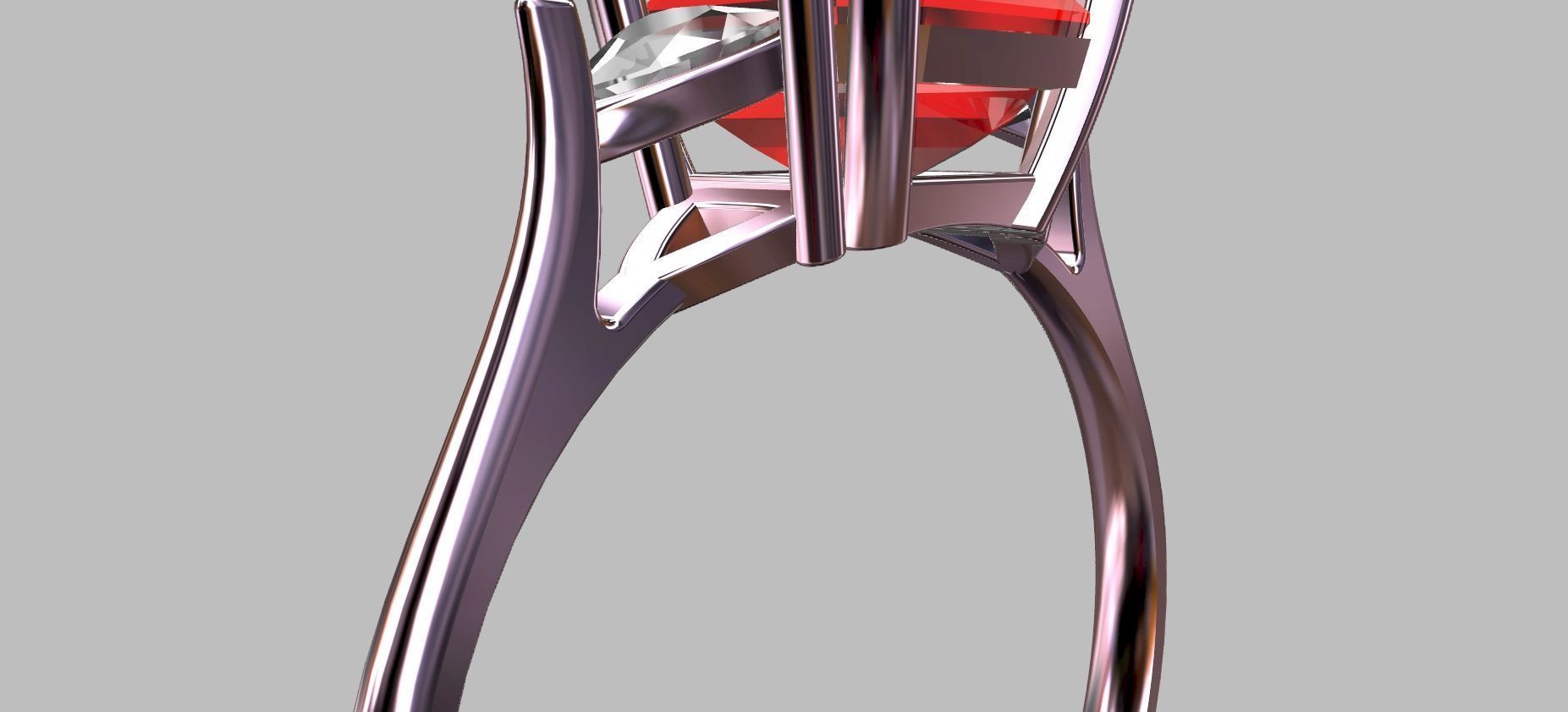 6mm Square Gemstone Ring 3D print model_7