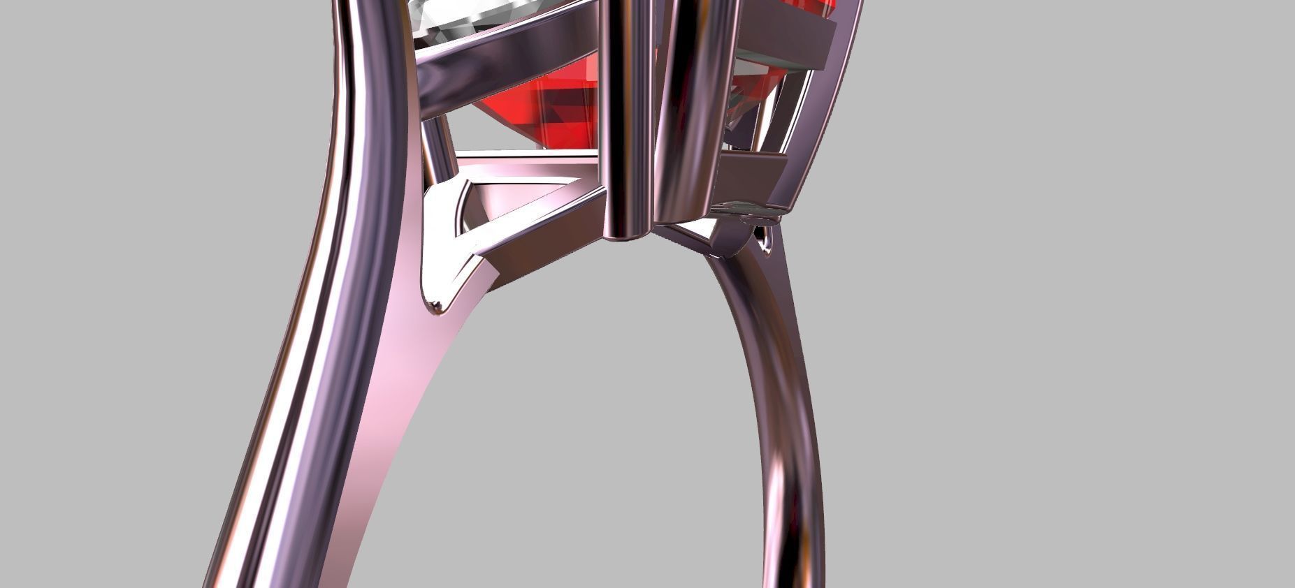 6mm Square Gemstone Ring 3D print model_9