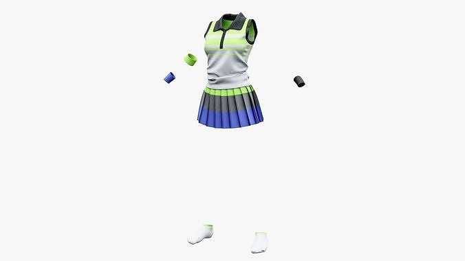 Womens Tennis Uniforms Set2 Low-poly 3D model
