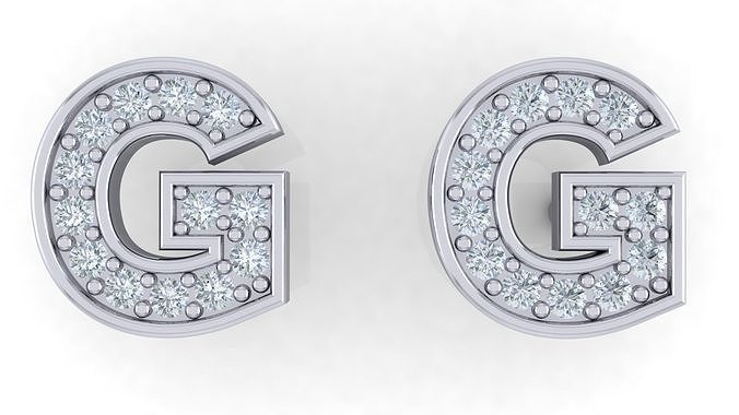 Alphabet Earrings letter G 3D print model