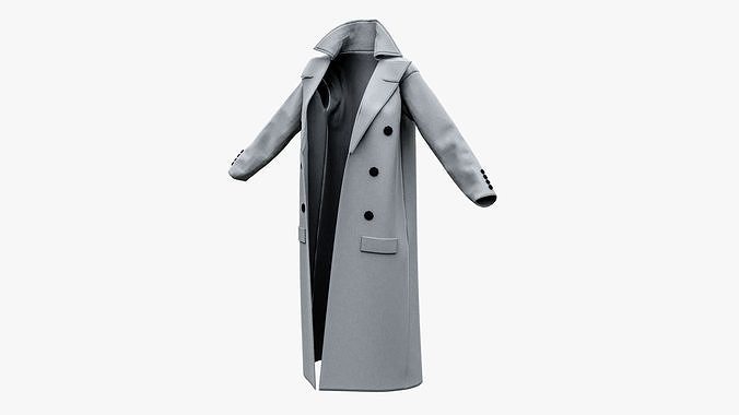 Wool Double Breasted Coat Low-poly 3D model