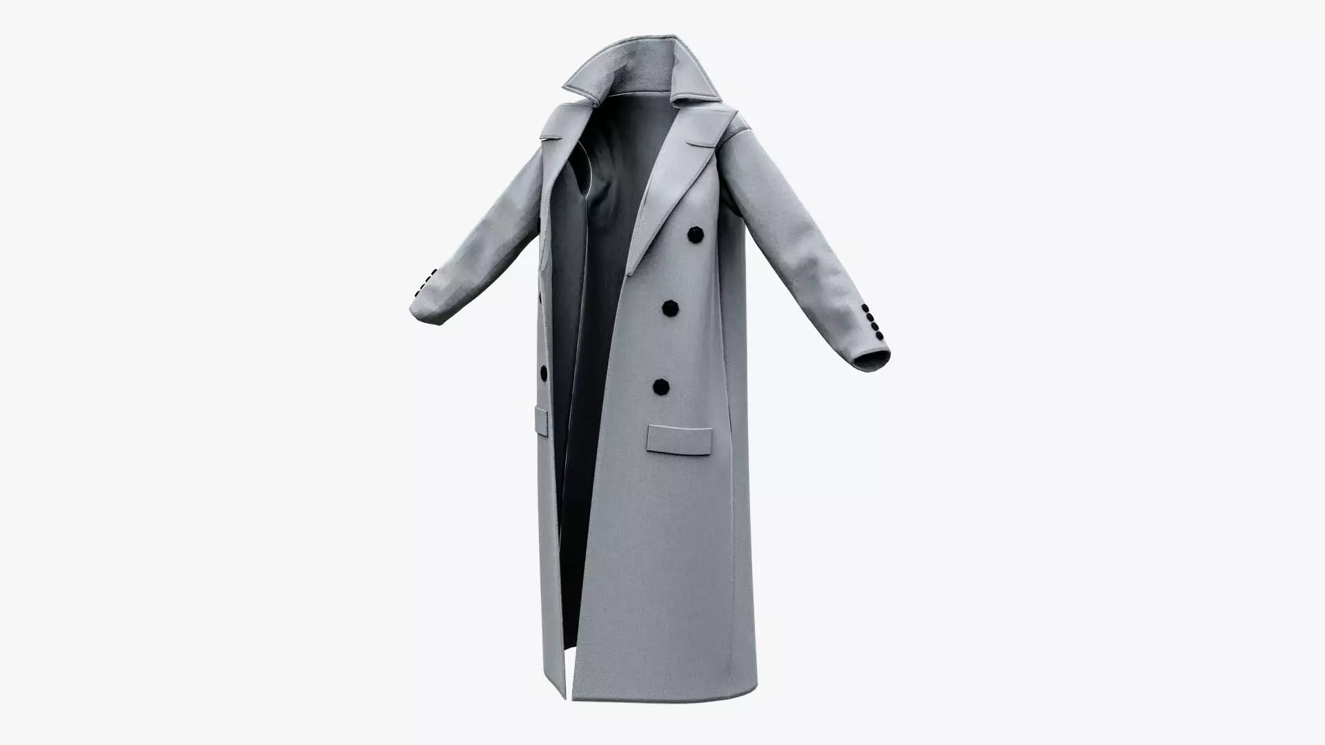 Wool Double Breasted Coat Low-poly 3D model