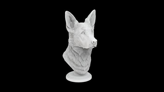 Alert Dog Bust 3D Print Model 3D print model